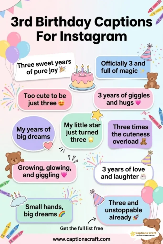 127+ Cute 3rd Birthday Captions For Instagram & Quotes For Tiny Party Moments