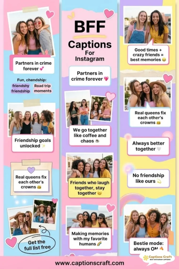 129+ Cute BFF Captions For Instagram and Quotes Full Of Love And Laughter