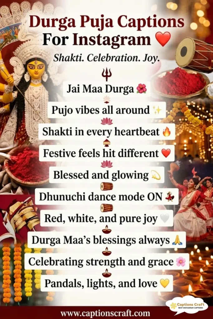 Celebrate with 129+ Stunning Durga Puja Captions For Instagram and Quotes Magic