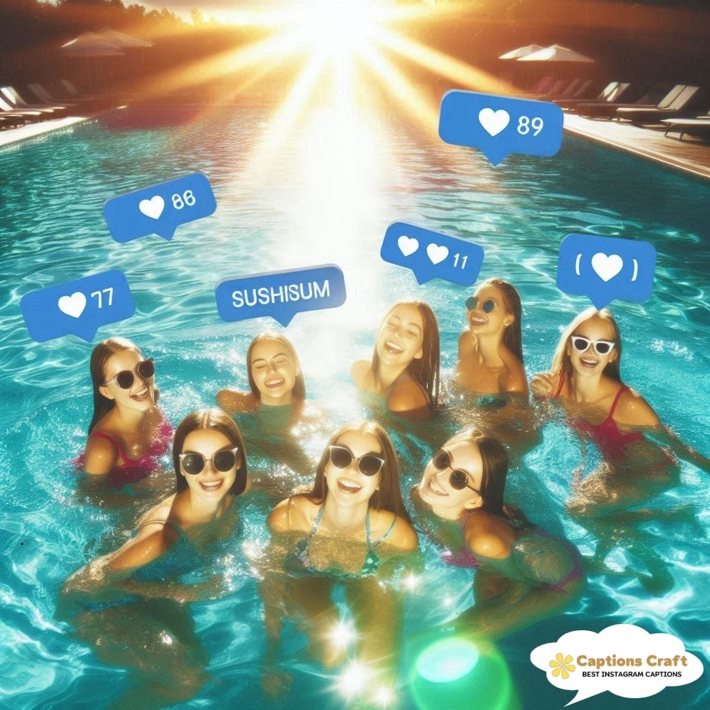 Playful Captions For Swimming Fun with Friends