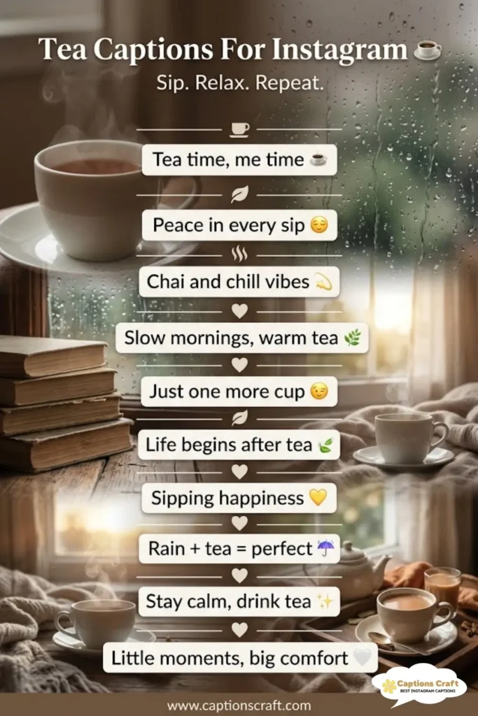 139+ Inspiring Tea Captions For Instagram to Savor Your Moments