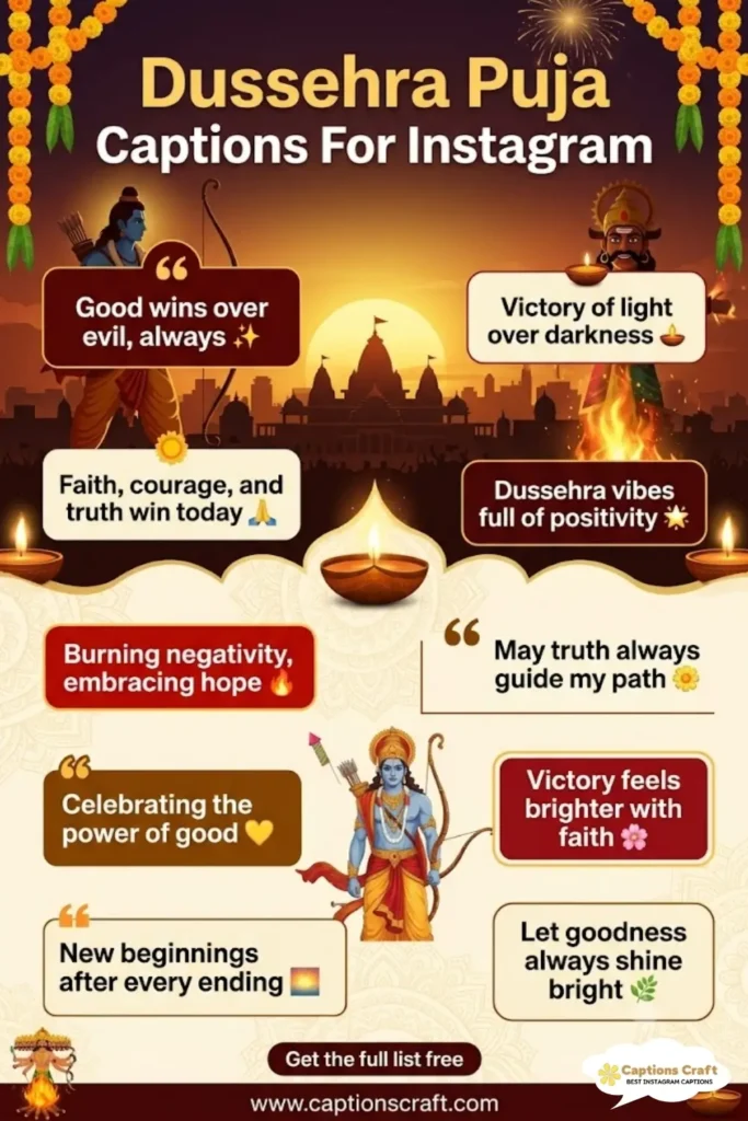 Celebrate Dussehra Puja Captions For Instagram and Quotes with 149+ Powerful Expressions