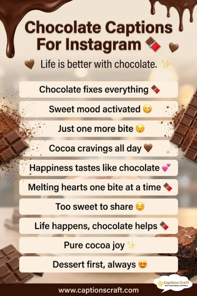 149+ Delicious Chocolate Captions For Instagram And Quotes For Choco Lovers