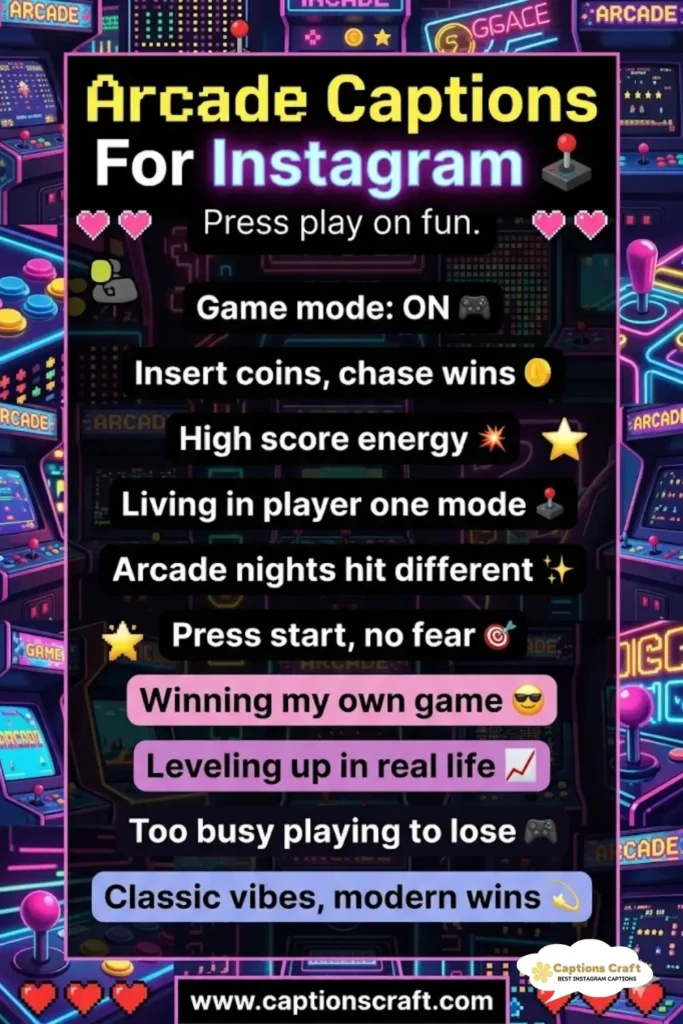 147+ Playful Arcade Captions For Instagram and Quotes For Retro Vibes