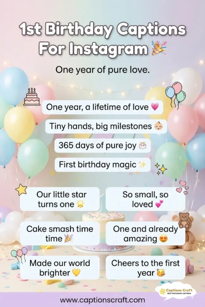 143+ Cute 1st Birthday Captions For Instagram And Quotes For Little Star Moments