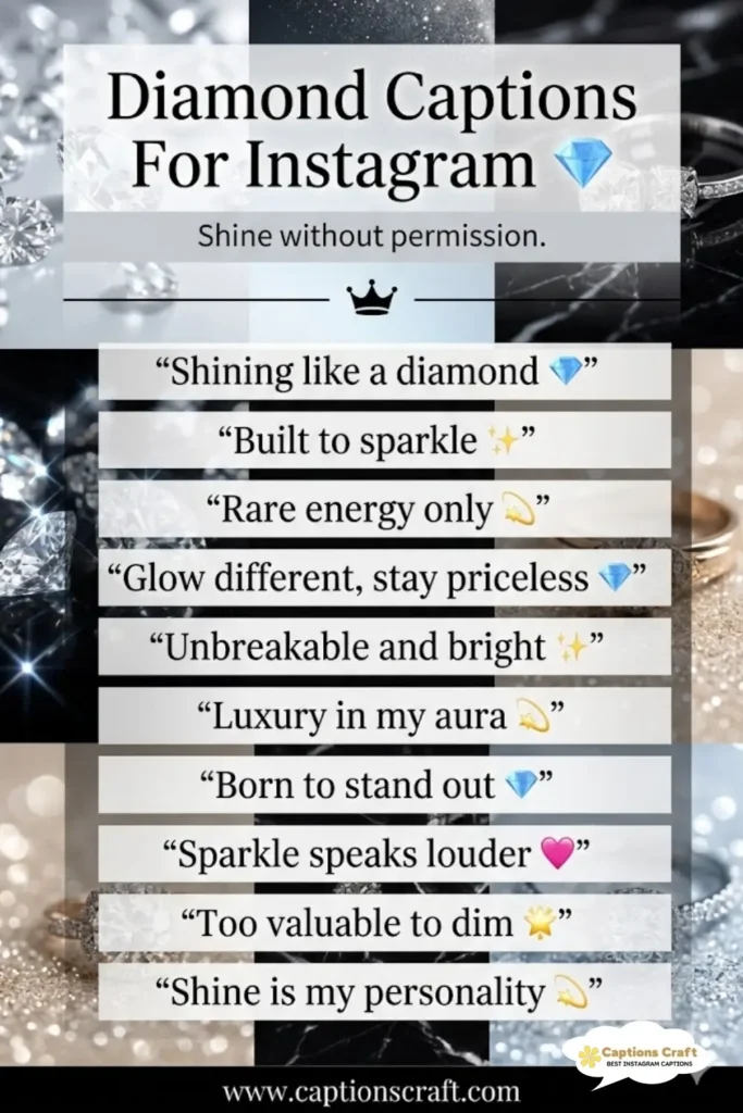 Sparkling Diamond Captions For Instagram and Quotes with 143+ Stunning Expressions