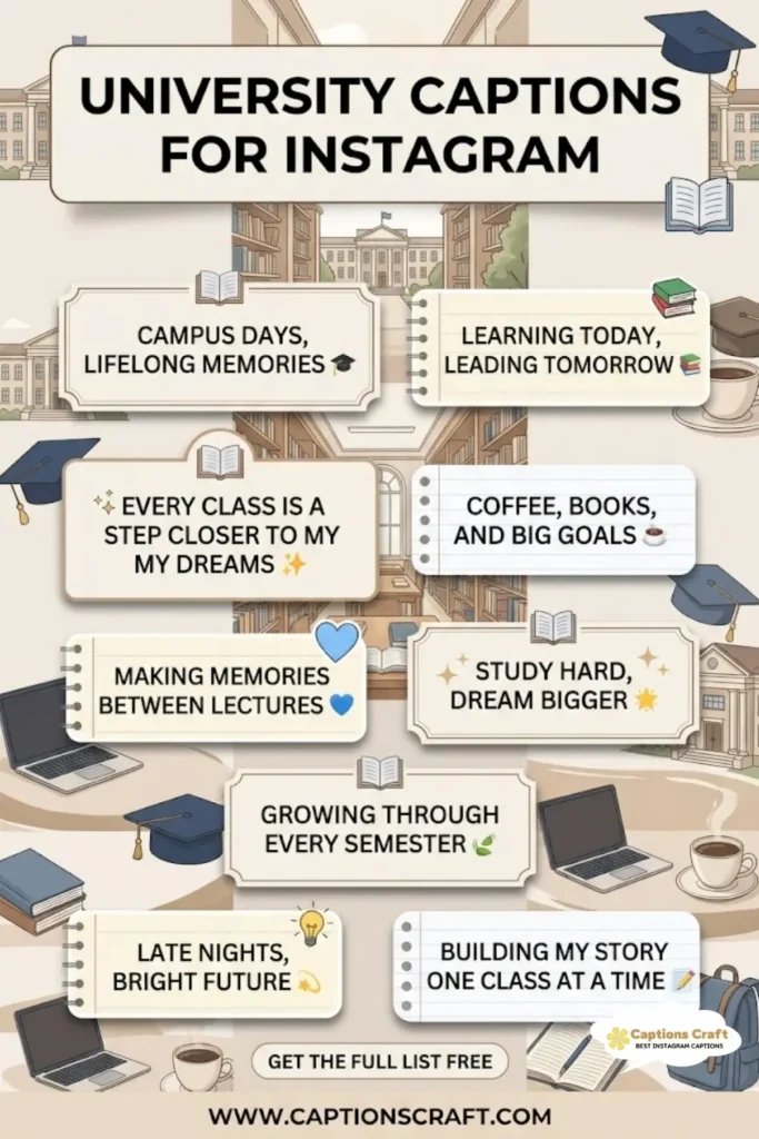 123+ Essential University Captions For Instagram That Spark Curiosity and Inspiration Quotes in 2026