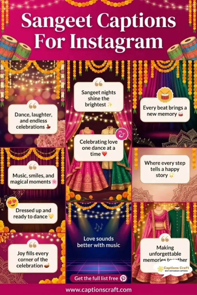 127+ Creative Sangeet Captions For Instagram and Quotes to Spark Joy