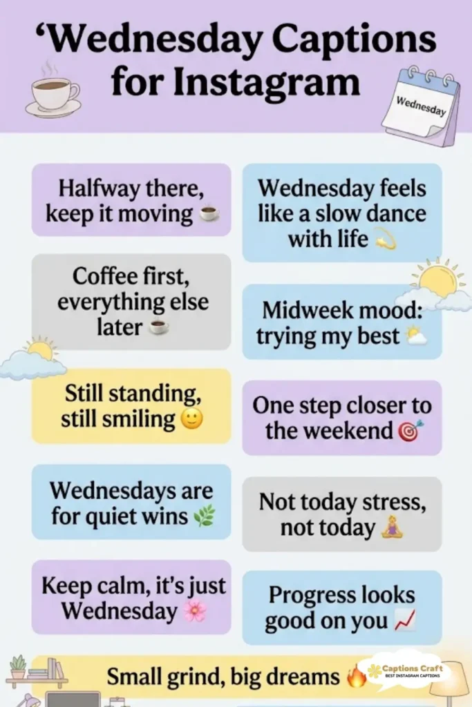 143+ Fun Wednesday Captions For Instagram and Quotes For Chill And Cozy Vibes