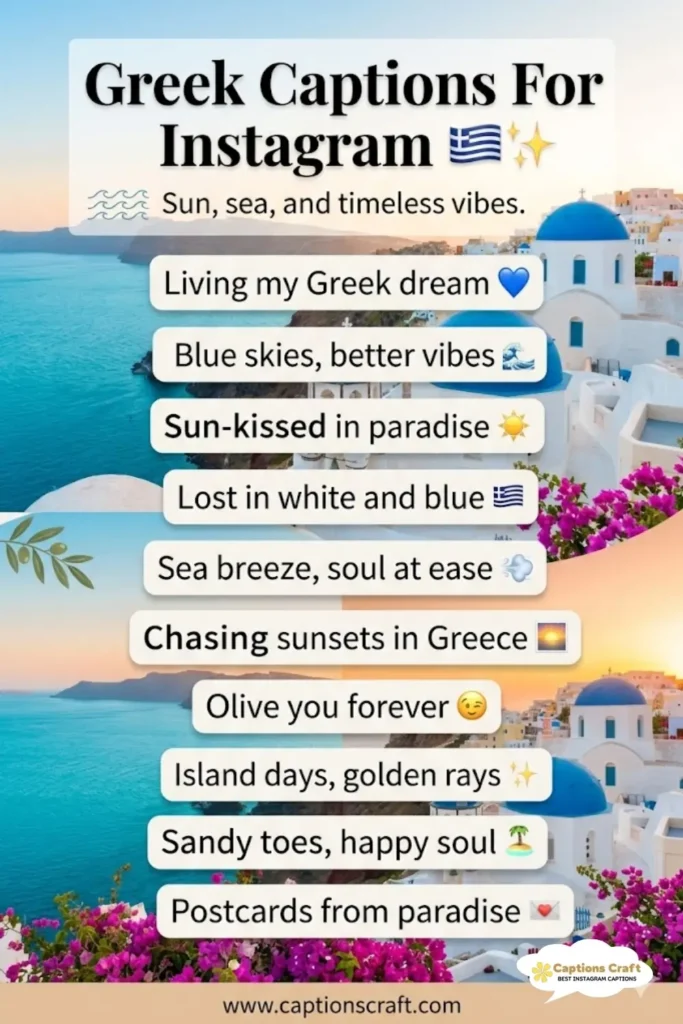 123+ Stunning Greek Captions For Instagram And Quotes For Your Aegean Adventures