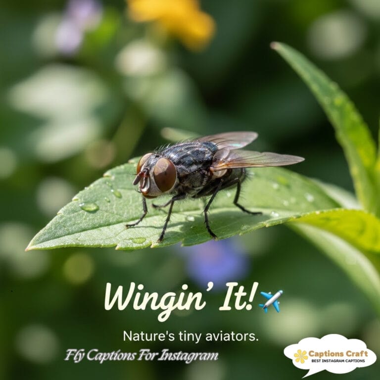 A close-up of a fly resting on a green leaf, wings slightly spread.