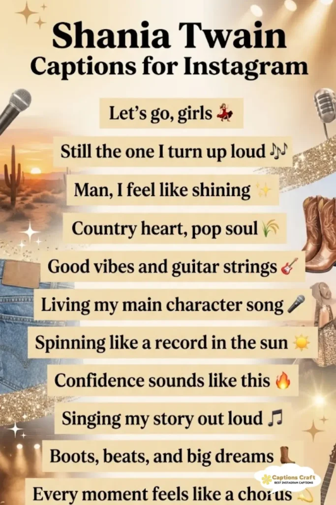 137+ Unforgettable Shania Twain Captions For Instagram and Quotes to Shine Bright