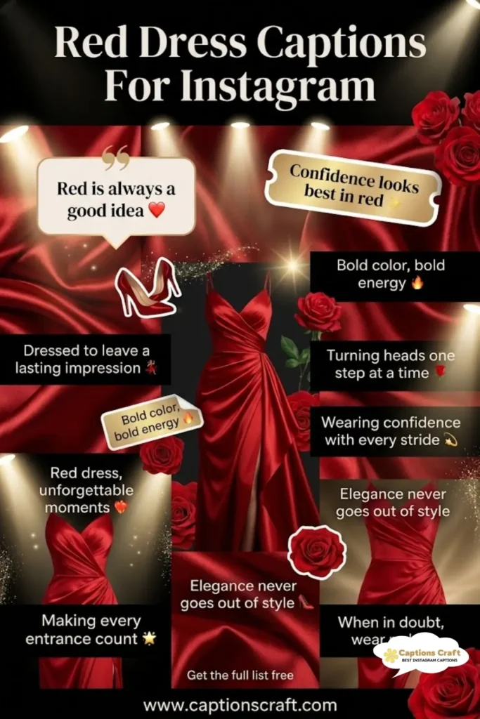 123+ Irresistible Red Dress Captions For Instagram That Will Turn Heads Quotes